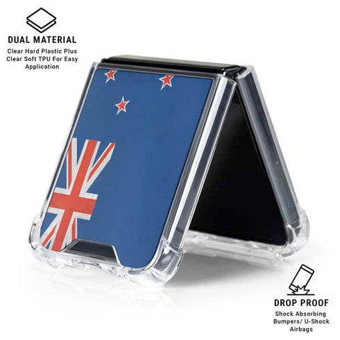 New Zealand Flag Distressed Galaxy Z Flip7 Clear Case